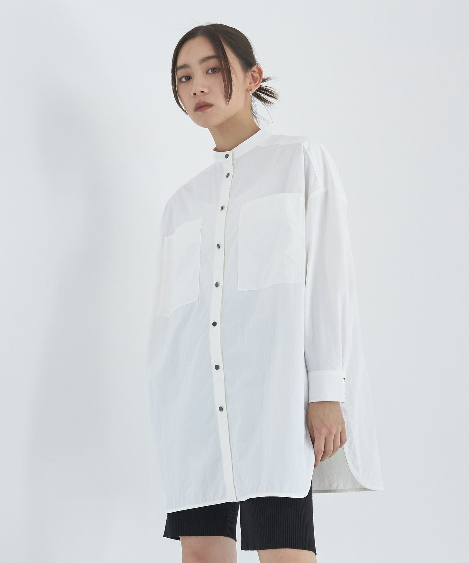 スタンドカラーオーバーシャツ(1 WHITE): : ウィメンズ｜A+ TOKYO