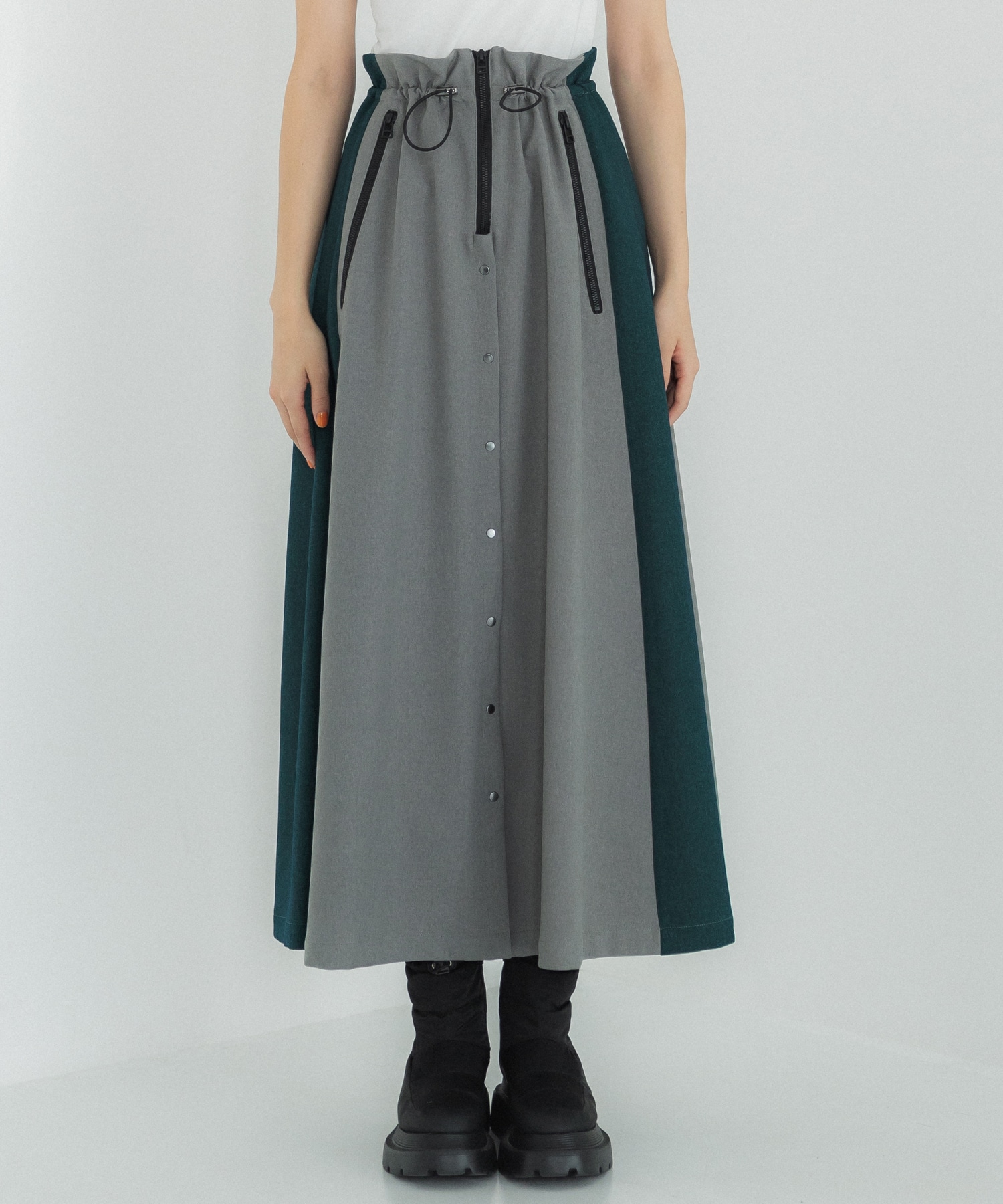 ハーフZIPオープンフレアースカート(1 GREY): : ウィメンズ｜A+ TOKYO
