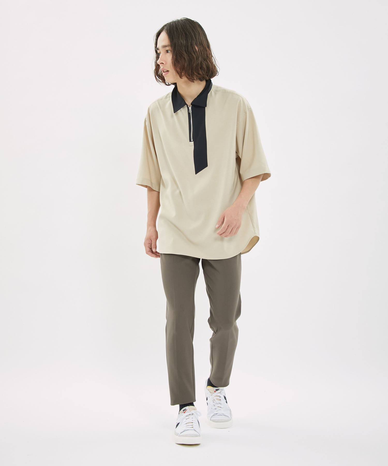 Reflaxデザインハーフジップシャツ