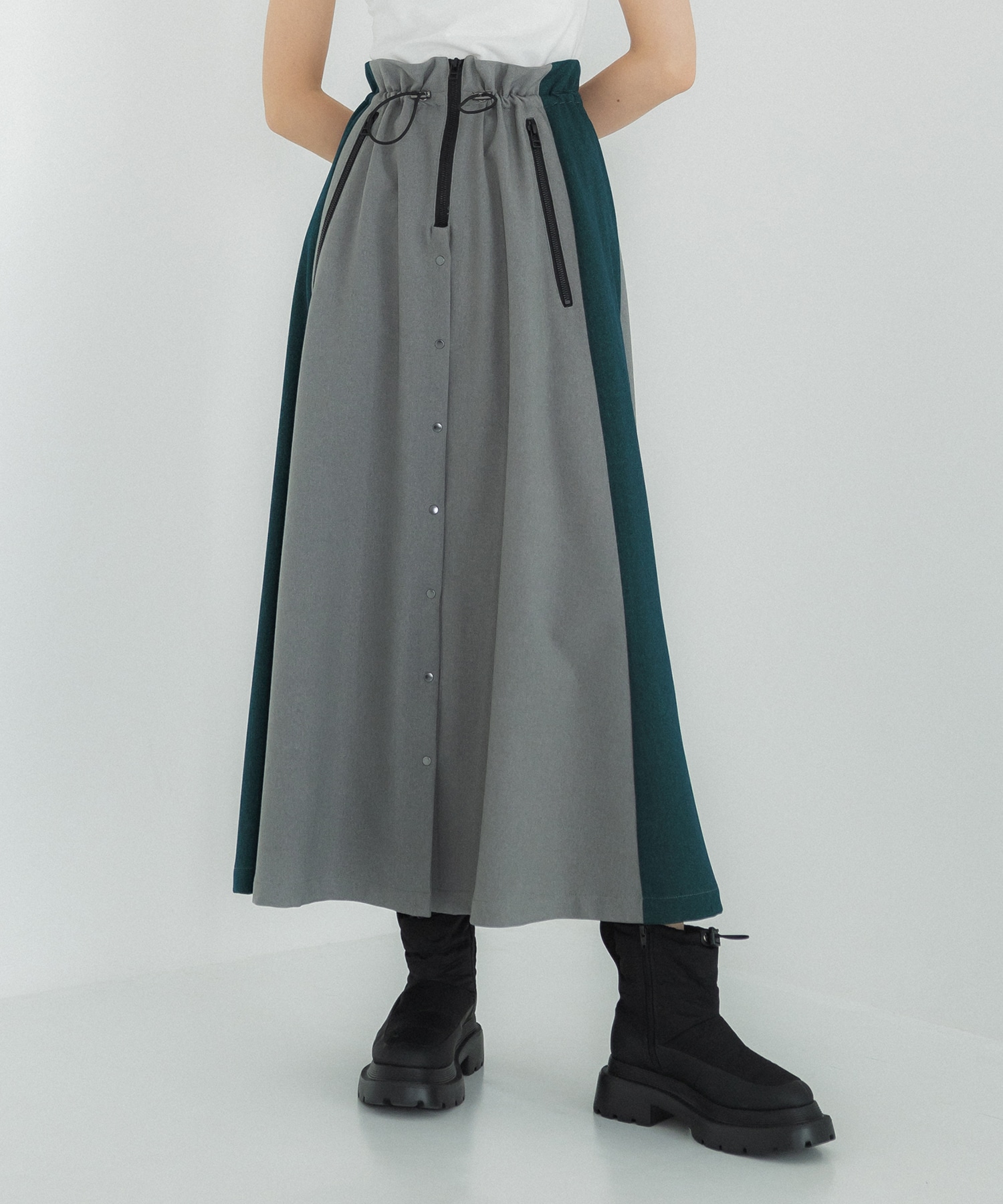 ハーフZIPオープンフレアースカート(1 GREY): : ウィメンズ｜A+ TOKYO