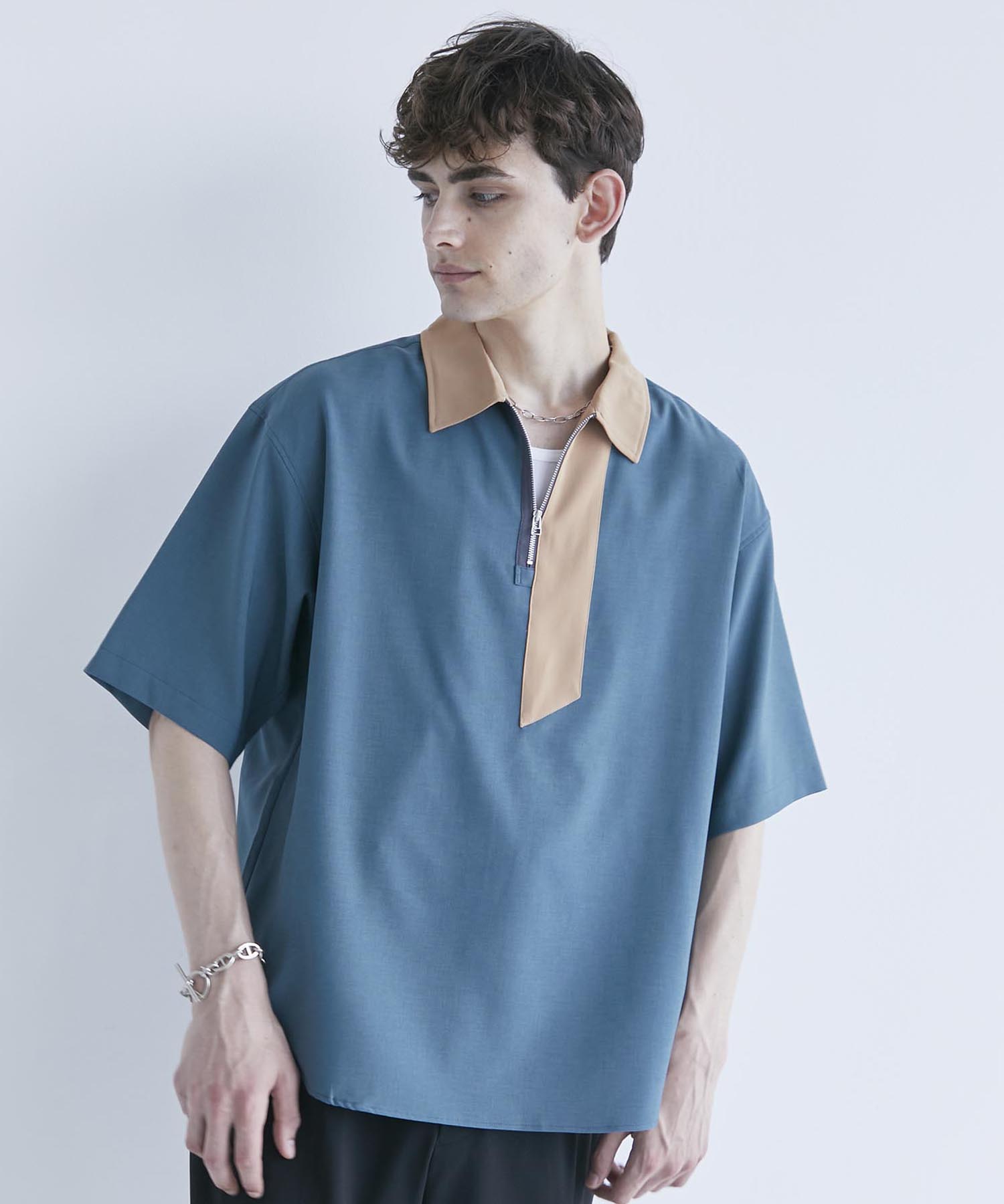 〈Reflax〉デザインハーフジップシャツ
