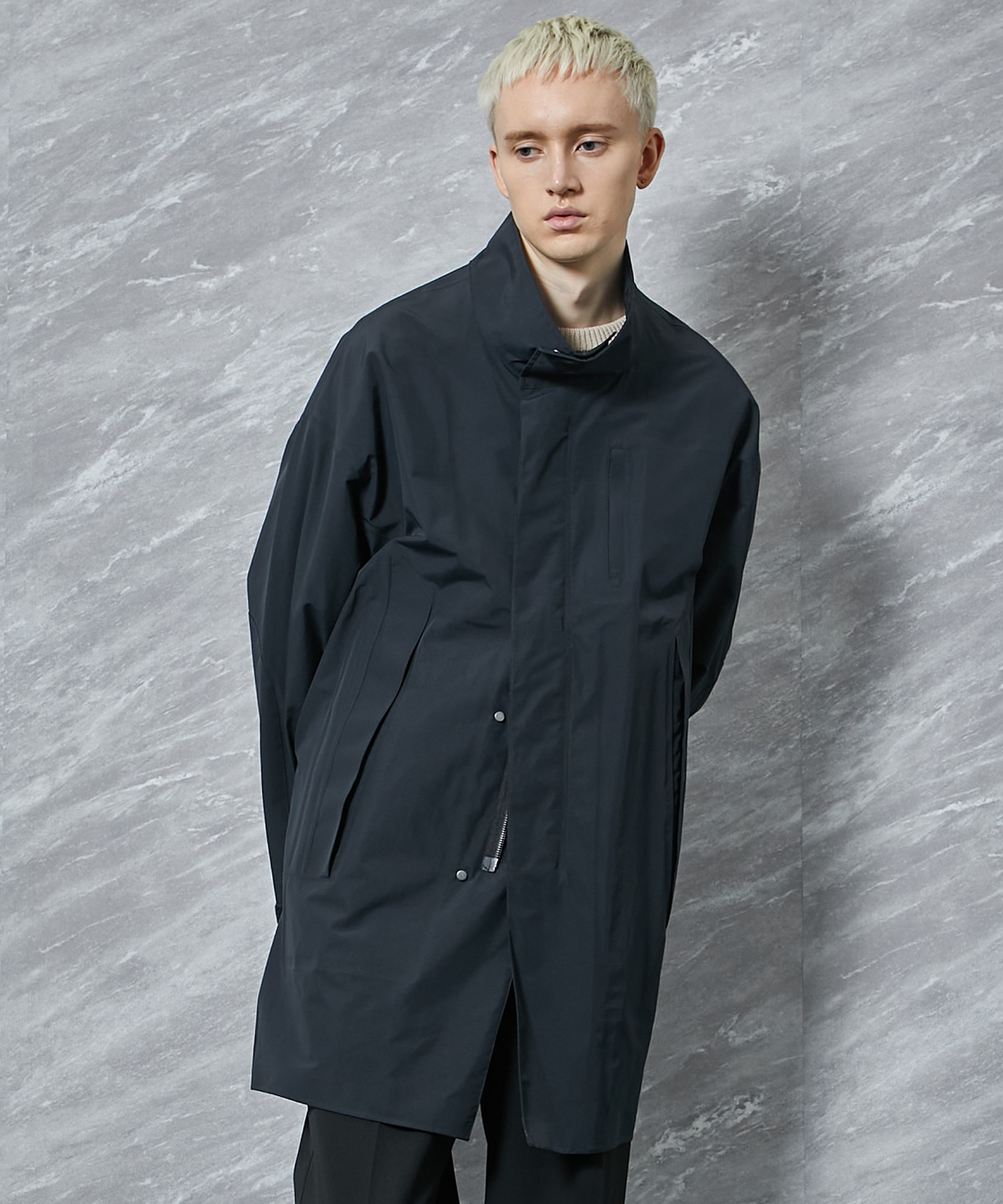 東京トップマン PURE cashmere コート black＆RED - ステンカラーコート